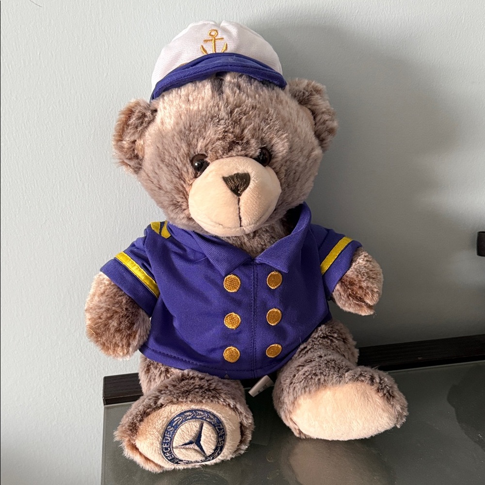Mercedes Benz Sailor Sea Yacht Captain Teddy Bear Plush Toy - Gray and Blue